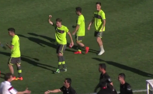 Els jugadors de l'Espanyols celebren la presència a la final // FOTO: Videotape rfef.es