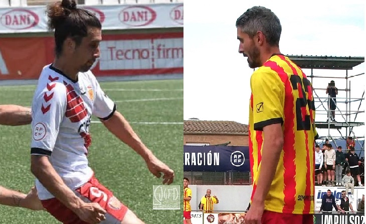 Miquel Ripoll (CELH) i Josu (Sant Andreu), autors de dos gols molts importants aquest diumenge // FOTOS: JGF/L'H i UESA)