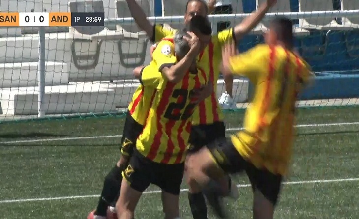 Minut 29: el gol del partit, obra de Carreón posa per davant a l'equip de Molist en la elimininatoria // FOTO: Captura BTV
