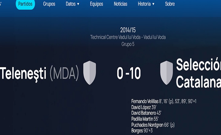 25 setembre 2014: Velillas va fer 5 gols en el partit enfront de la selecció moldava de Telenestei // FOTO. Captura UEFA