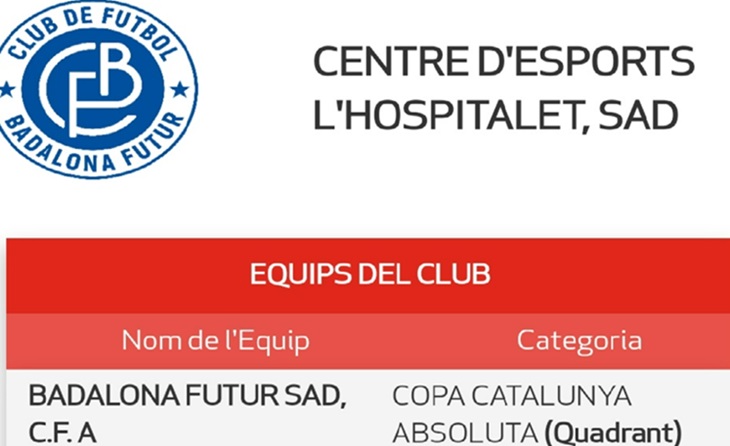La Federació Catalana s'ha afanyat a donar d'alta al CE L'Hospitalet SAD a la seva web
