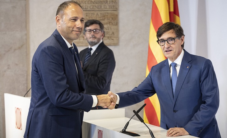 Berni Alvarez va prendre possessió del càrrec de Conseller d'Esports de la Generalitat el passat 13 d'agost a les mans del President de la Generalitat, Salvador Illa // FOTO: PSC Camp de Tarragona