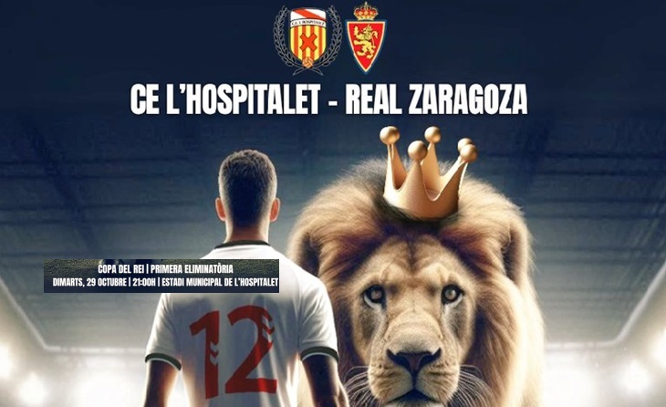 Espectacular cartell del CE L'Hospitalet per rebre el gran 'Rei León' del Zaragoza // FOTO. CELH