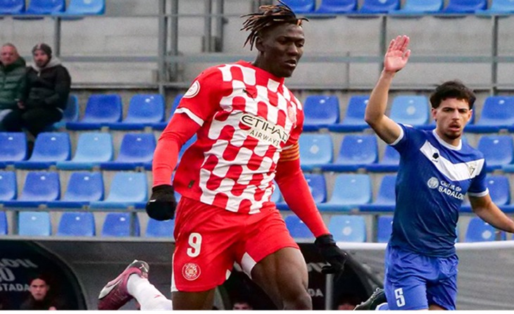 El '9' del Girona B, Dawda Camara, ja suma 4 gols en el filial // FOTO: Girona Academia