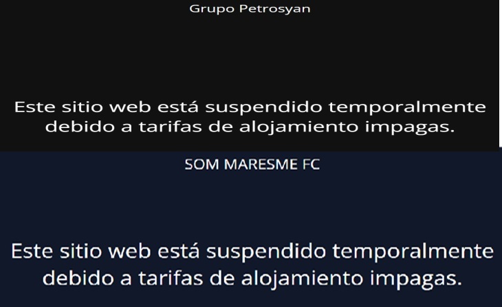 Segur que només és una casualitat: les pàgines web de Grup Petrosyan i Som Maresme, inhàbils per impagaments // FOTO. Captura