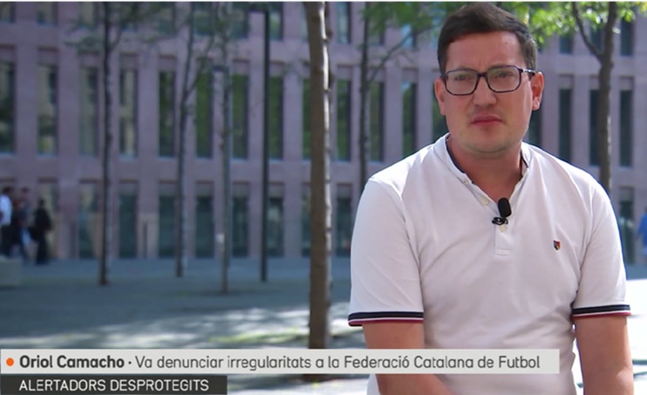 El secretari general de la Federació Catalana de futbol, Oriol Camacho,​​protagonista amb l'Oficina Antifrau // Captura: 3CatInfo
