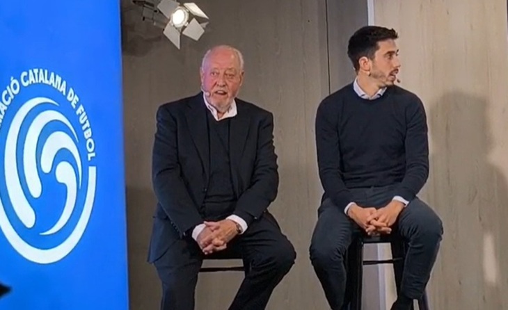 El 'duo dinàmic', format per Joan Soteras (president) i Sergi Garrido (vicesecretari) van cantar un NO als clubs  // FOTO. Captura FCF