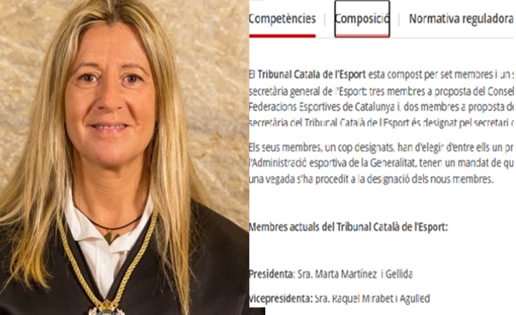 Marta Martínez i Gellida és la nova President del Tribunal Català de l'Esport des d'aquest 2026 // FOTO. Captura