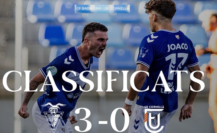 Fins a tres ocasions (48', 68' i 90') es va repetir l'alegria del gol per a l'equip local // FOTO: CF Badalona